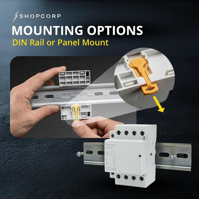 Alt view image 6 of 7 - 63A 4-Pole AC Contactor, 120V Coil, Normally Open, DIN Rail Mount