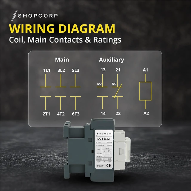 Alt view image 3 of 7 - 32A 3-Pole AC Contactor, 120V Coil, Normally Open, 1 Pack