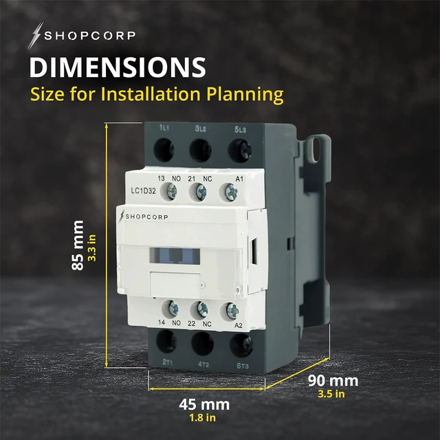 Alt view image 5 of 7 - 32A 3-Pole AC Contactor, 120V Coil, Normally Open, 1 Pack