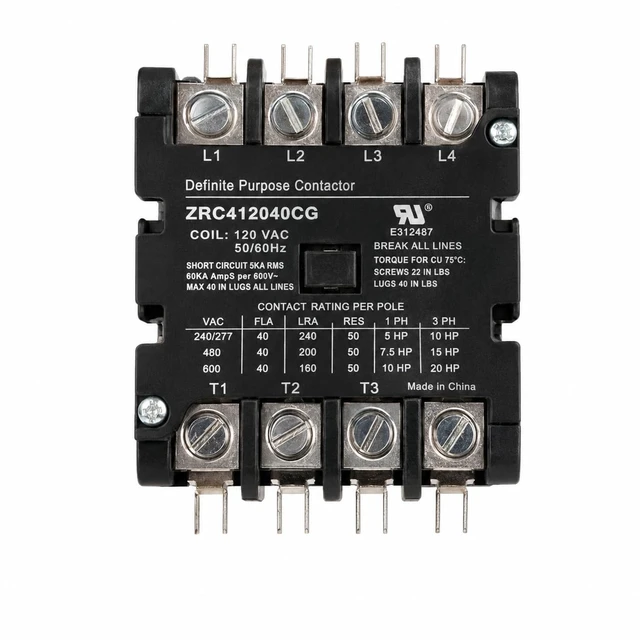 Alt view image 2 of 7 - 4-Pole 40A Contactor with 120VAC Coil, UL Recognized (Pack of 2)