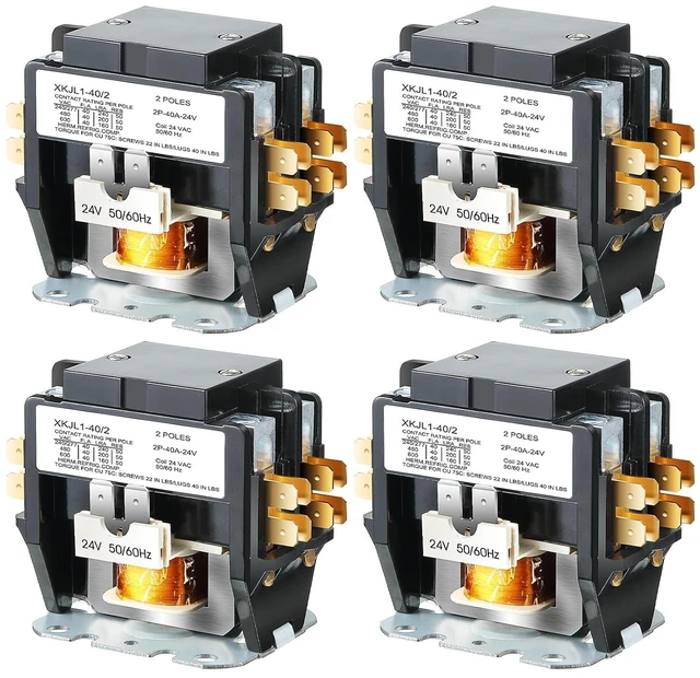 Main image of 40A 2-Pole Air Conditioner Contactor with 24V Coil, HVAC Contactor (4 Pcs)