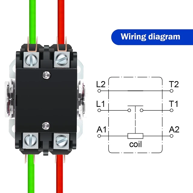 Alt view image 3 of 6 - 40A 2-Pole Air Conditioner Contactor with 24V Coil, HVAC Contactor (4 Pcs)