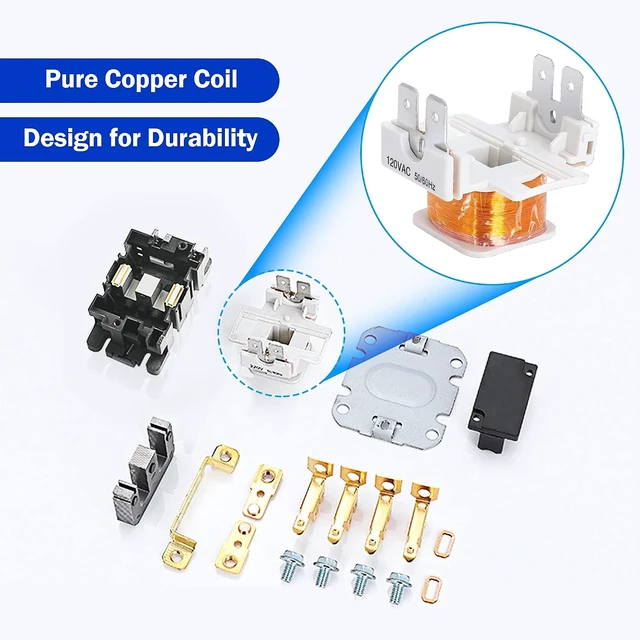 Alt view image 4 of 6 - 40A 2-Pole Air Conditioner Contactor with 24V Coil, HVAC Contactor (4 Pcs)