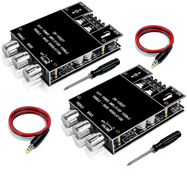Main image of ZK-1002T PRO 200W 2-Channel Bluetooth Amplifier Board (2-Pack)