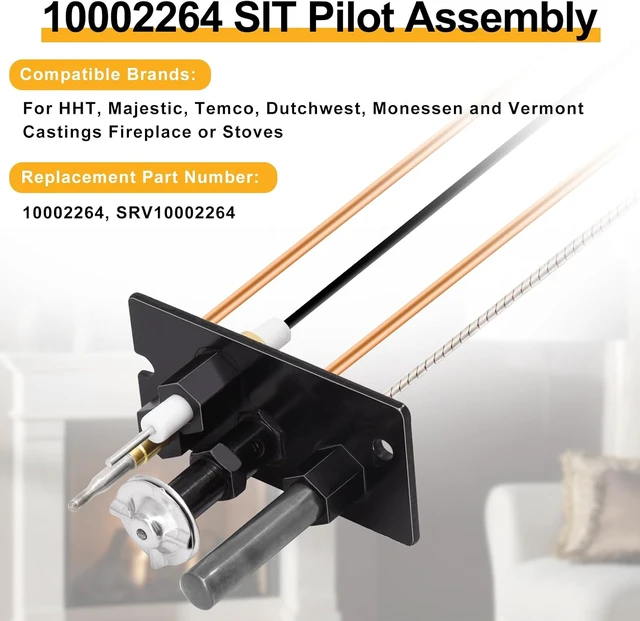 Alt view image 2 of 7 - 10002264 Natural Gas (NG) 3-Way SIT Pilot Assembly, for Majestic DV360 36BDVR 36BDVT 39BDVR, HHT, Temco, Vermont Castings Fireplaces & Stoves