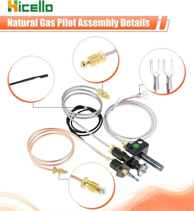 Alt view image 2 of 7 - Thermocouple Pilot Assembly Replacement for Lennox Natural Gas Fireplace
