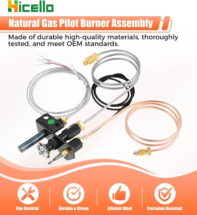 Alt view image 3 of 7 - Thermocouple Pilot Assembly Replacement for Lennox Natural Gas Fireplace