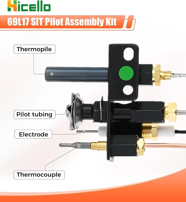 Alt view image 4 of 7 - Thermocouple Pilot Assembly Replacement for Lennox Natural Gas Fireplace