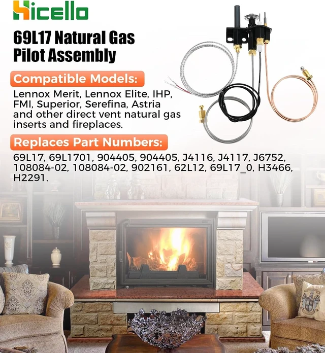 Alt view image 6 of 7 - Thermocouple Pilot Assembly Replacement for Lennox Natural Gas Fireplace