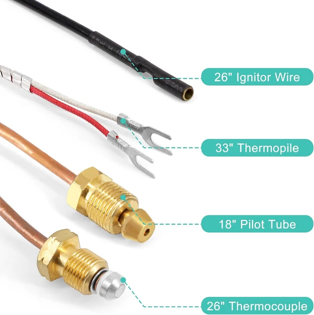 Alt view image 5 of 7 - 10002264 Natural Gas 3-Way Pilot Assembly with Thermocouple & Thermopile, Replacement for Majestic, Temco, Vermont Castings, HHT, Dutchwest, Monessen Fireplaces & Gas Stoves