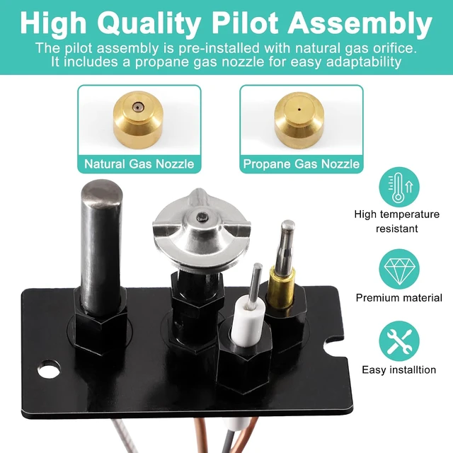 Alt view image 6 of 7 - 10002264 Natural Gas 3-Way Pilot Assembly with Thermocouple & Thermopile, Replacement for Majestic, Temco, Vermont Castings, HHT, Dutchwest, Monessen Fireplaces & Gas Stoves