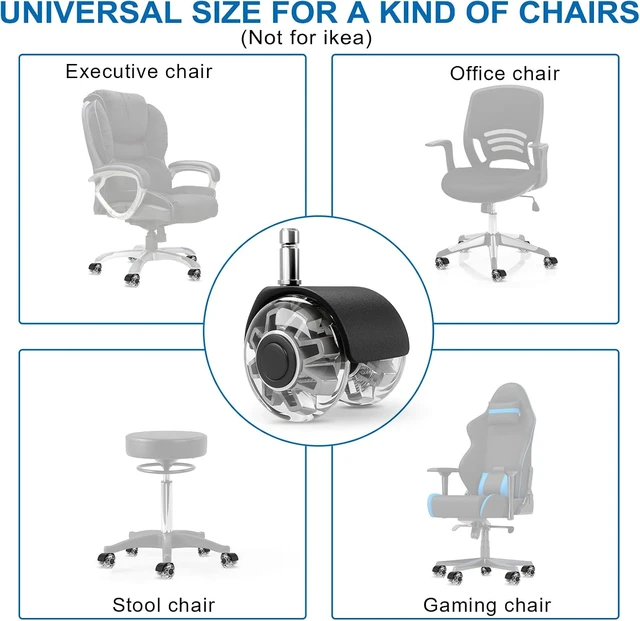 Alt view image 5 of 7 - 2 Inch Heavy Duty Caster Wheels 28" Office Chair Base Replacement, Universal Fit, Safe for All Floors & Carpet