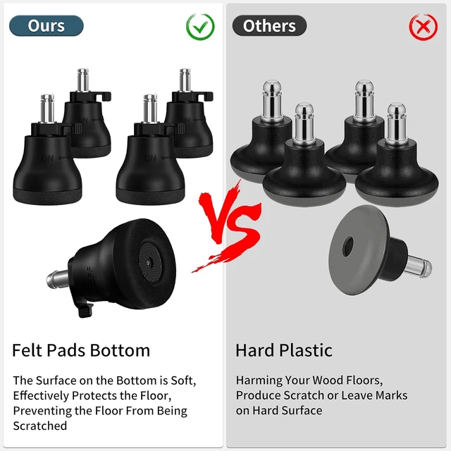 Alt view image 4 of 7 - Office Chair Bell Glides Replacement Caster Stoppers, Set of 10