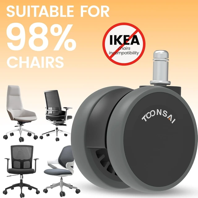 Alt view image 3 of 7 - 3 Inch Office Desk Chair Wheel Replacement for Computer & Gaming Chairs