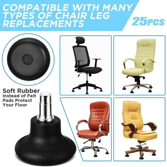 Alt view image 2 of 6 - 50 Pcs Low Profile Bell Glides Replacement Chair Feet Wheel Stoppers to Fixed Stationary Casters for Office Chairs, Stools & Swivel Casters