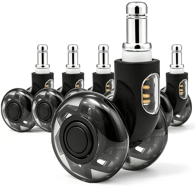 Main image of 2 Inch Spring Shock-Absorbing Office Chair Wheels, Set of 5 (Black)