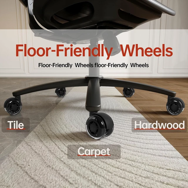 Alt view image 2 of 6 - 3 Inch Double Rollerblade Office Chair Wheels Smooth & Quiet Replacement for Heavy Duty Gaming Chairs, Hardwood & Carpet, Set of 5 (Black)