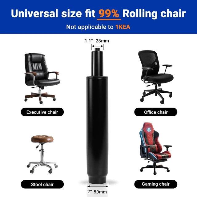 Alt view image 7 of 7 - Top-Activated Office Chair Gas Cylinder Replacement Kit, 11-16.5 Inches