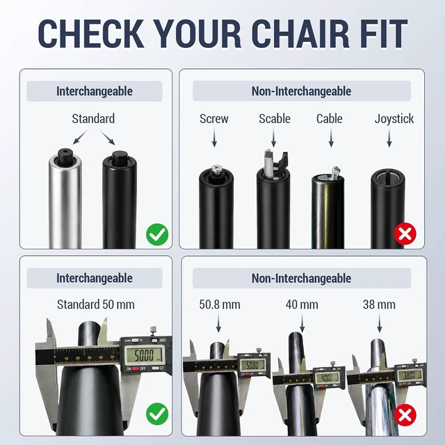 Alt view image 6 of 7 - 9-15 Inch Short Office Chair Cylinder Replacement, 5.5" Stroke, Heavy Duty 1000 lbs, Lowers Seat 2", Class 4, Fits High-Base Chairs for Short People (Sinking 2.4")