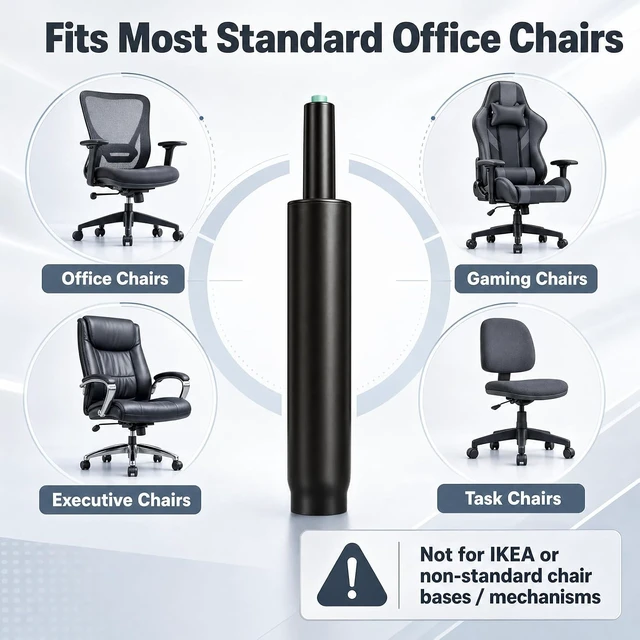 Alt view image 6 of 7 - 14-22 Inch Extra Long Office Chair Cylinder Replacement with Gloves 8" Stroke Gas Lift, Heavy Duty 1000 lbs Class 4 Hydraulic Piston, Universal Fit