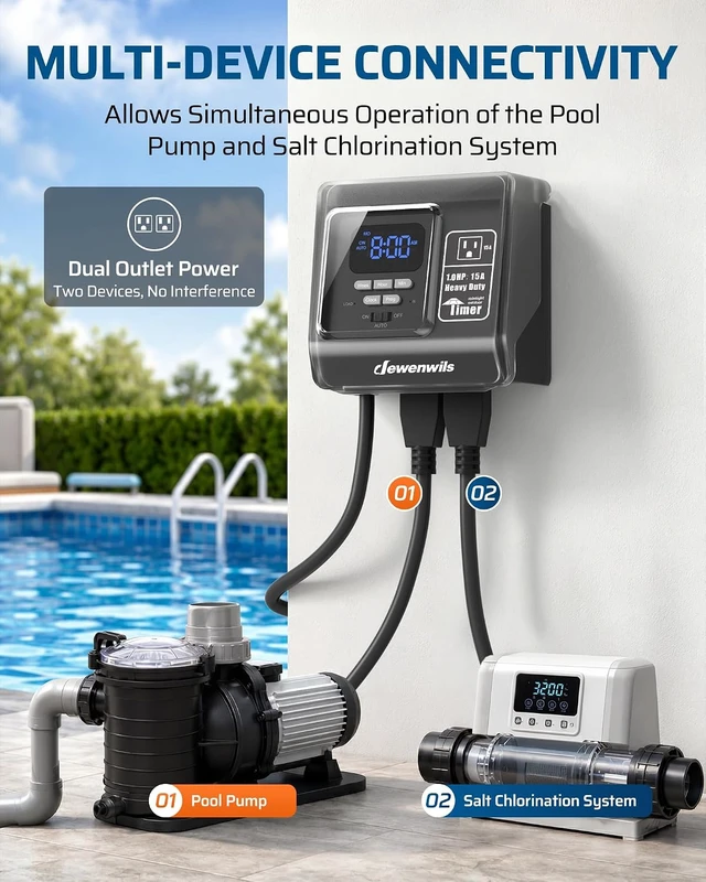 Alt view image 2 of 7 - 7-Day Programmable Pool Timer, 15A 120V 1HP, NEMA 5-15R