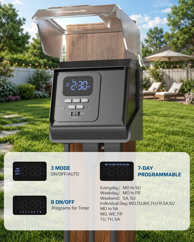 Alt view image 4 of 7 - 7-Day Programmable Pool Timer, 15A 120V 1HP, NEMA 5-15R
