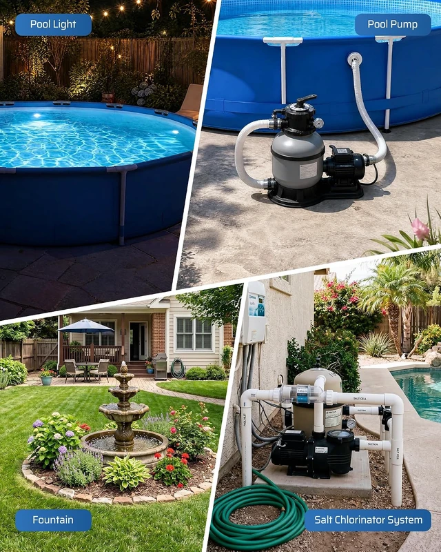 Alt view image 7 of 7 - 7-Day Programmable Pool Timer, 15A 120V 1HP, NEMA 5-15R