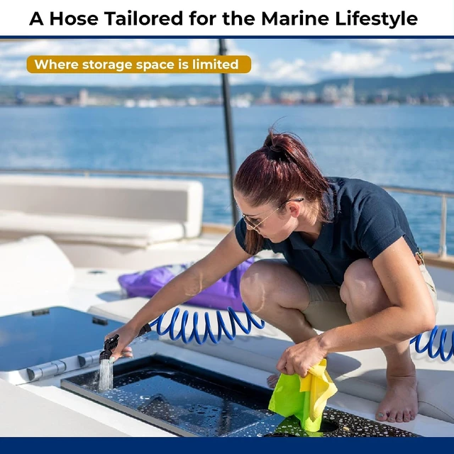 Alt view image 3 of 7 - SpringHose 3/8-in x 15-ft Boat Washdown Hose with Nozzle (Blue)