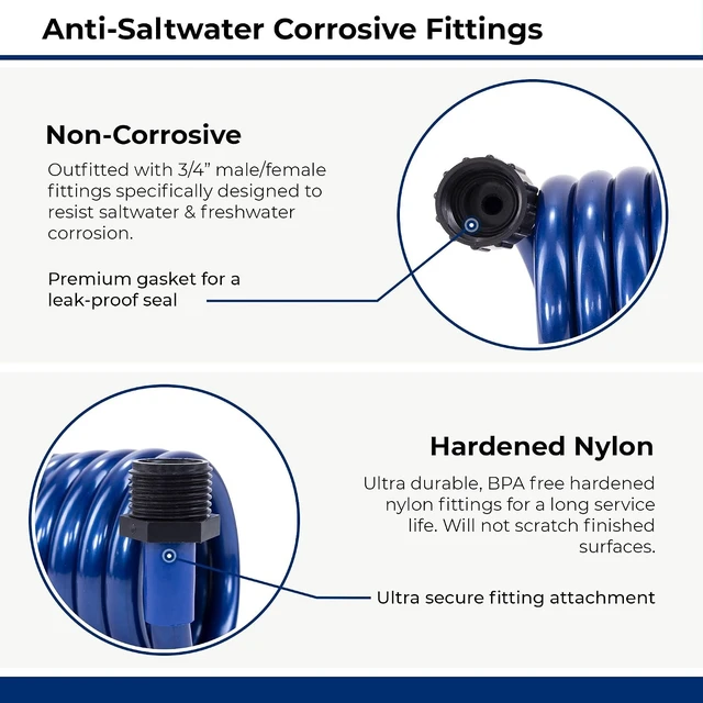 Alt view image 4 of 7 - SpringHose 3/8-in x 15-ft Boat Washdown Hose with Nozzle (Blue)