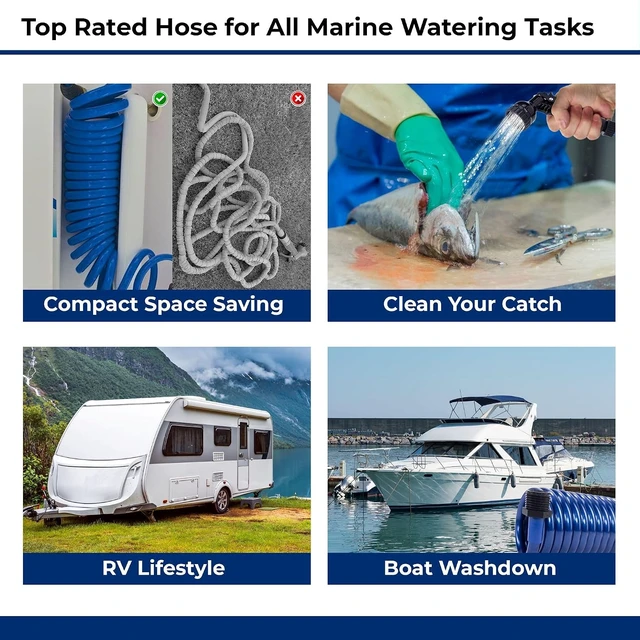Alt view image 5 of 7 - SpringHose 3/8-in x 15-ft Boat Washdown Hose with Nozzle (Blue)