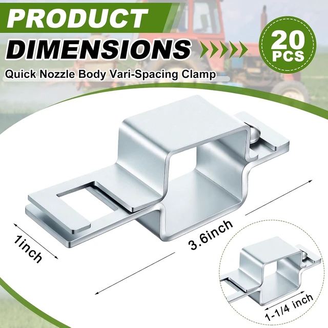 Alt view image 2 of 6 - 20 Pcs Galvanized Steel Nozzle Body Clamp for 1-1/4" OD Square Tube Sprayer Boom Mounting Bracket for Agricultural Self-Propelled Dry Boom Systems (Silver)