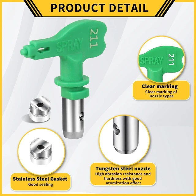 Alt view image 3 of 7 - 15 Pcs Sprayer Tip Set with 7 Reversible High Pressure Nozzle Tips, 2 Tip Guards & 6 Paint Gun Filters, for Titan/Wagner 351 Series Tips (517, 621, 211, 313, 415, 515)