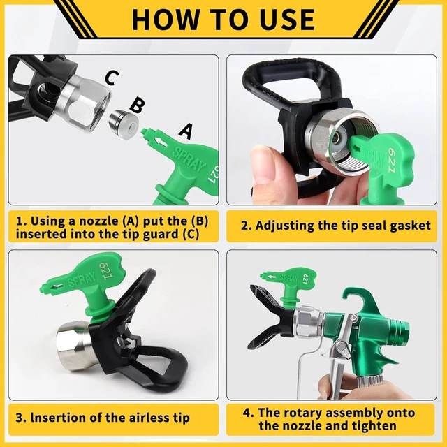 Alt view image 6 of 7 - 15 Pcs Sprayer Tip Set with 7 Reversible High Pressure Nozzle Tips, 2 Tip Guards & 6 Paint Gun Filters, for Titan/Wagner 351 Series Tips (517, 621, 211, 313, 415, 515)