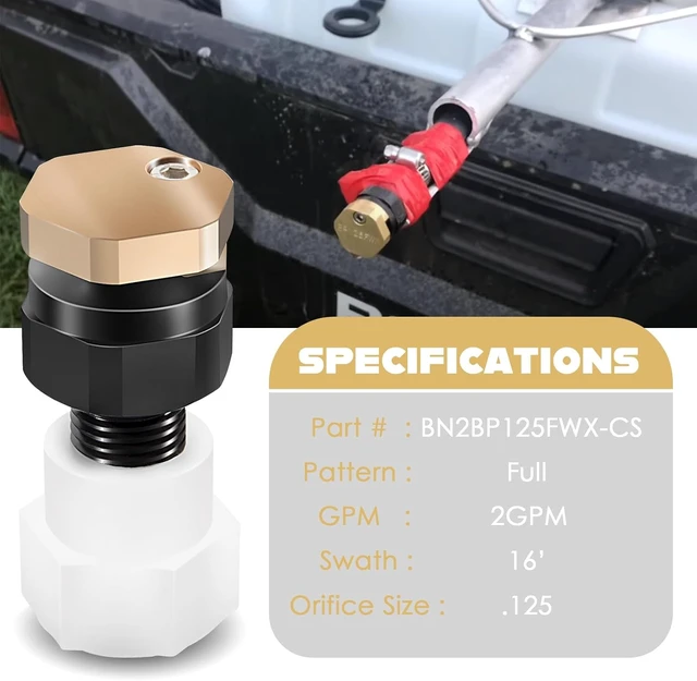 Alt view image 3 of 6 - BN2BP125FWX-CS Boomless Sprayer Nozzle, 2 Pack, 16ft Full Broadcast Spray, 2G