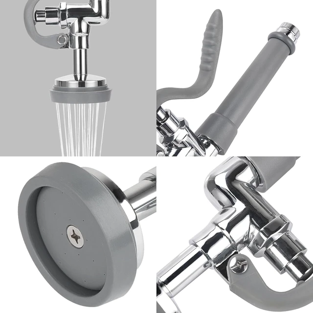 Alt view image 6 of 7 - 38" Pre-Rinse Spray Valve with Flexible Stainless Hose & High Pressure Nozzle Head Assembly Kit for Commercial Restaurant & Industrial Kitchen Faucets (Gray)