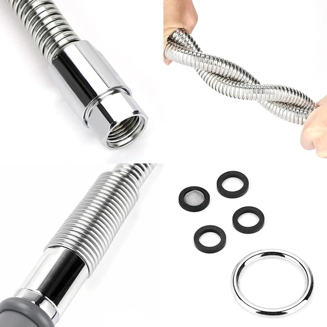Alt view image 7 of 7 - 38" Pre-Rinse Spray Valve with Flexible Stainless Hose & High Pressure Nozzle Head Assembly Kit for Commercial Restaurant & Industrial Kitchen Faucets (Gray)