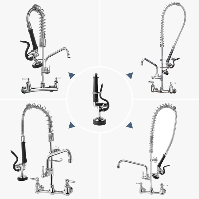 Alt view image 2 of 7 - 1.42 GPM Commercial Pre-Rinse Sprayer Head Dish Nozzle with Ergonomic Handle for Commercial Kitchen Faucets, Chrome Finish (Black)