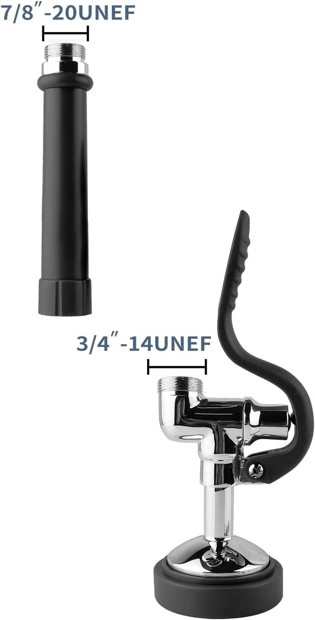 Alt view image 3 of 7 - 1.42 GPM Commercial Pre-Rinse Sprayer Head Dish Nozzle with Ergonomic Handle for Commercial Kitchen Faucets, Chrome Finish (Black)