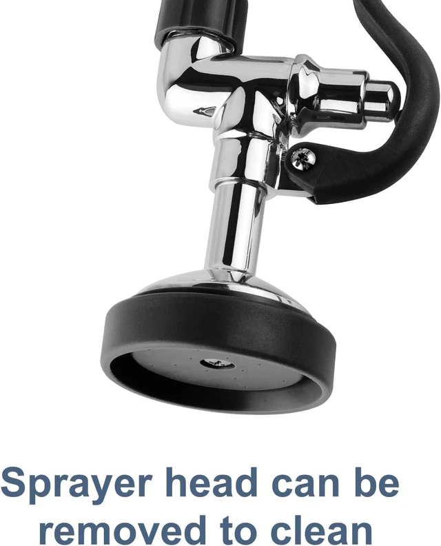 Alt view image 6 of 7 - 1.42 GPM Commercial Pre-Rinse Sprayer Head Dish Nozzle with Ergonomic Handle for Commercial Kitchen Faucets, Chrome Finish (Black)