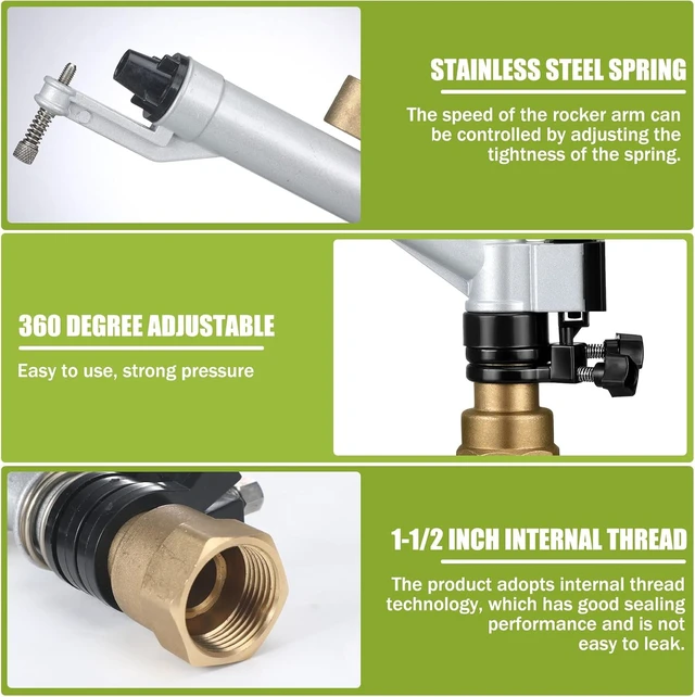 Alt view image 4 of 6 - 1-1/2" Agriculture Farm Irrigation Sprinkler Spray Gun Heads