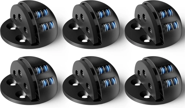 Main image of 6 Pcs Black Aluminum Alloy Floor Door Stoppers with Spring Shock Absorption