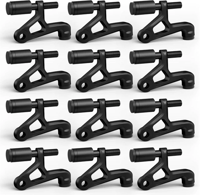 Main image of 12 Pcs Black Hinge Door Stoppers with Spring & Silicone Tips