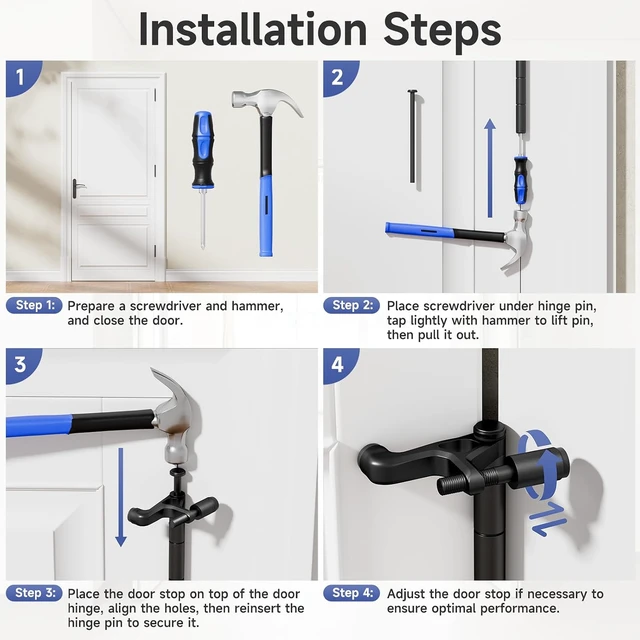 Alt view image 6 of 7 - 12 Pcs Black Hinge Door Stoppers with Spring & Silicone Tips