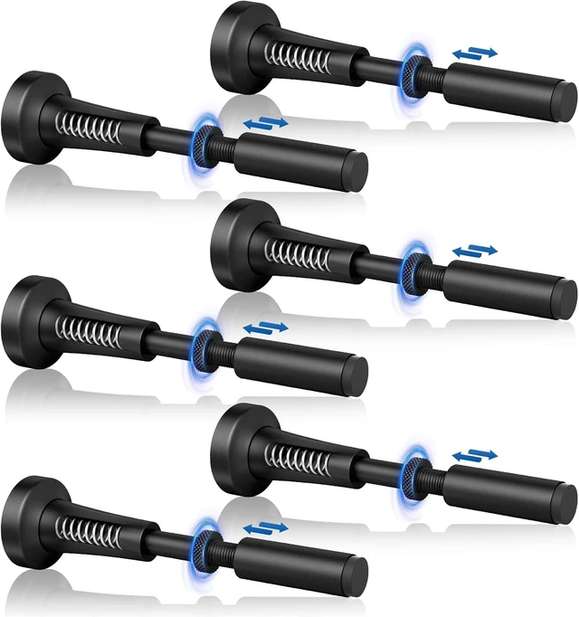 Main image of 6 Pcs Adjustable Spring Door Stops, 4.17-5.35 in Long (Black)