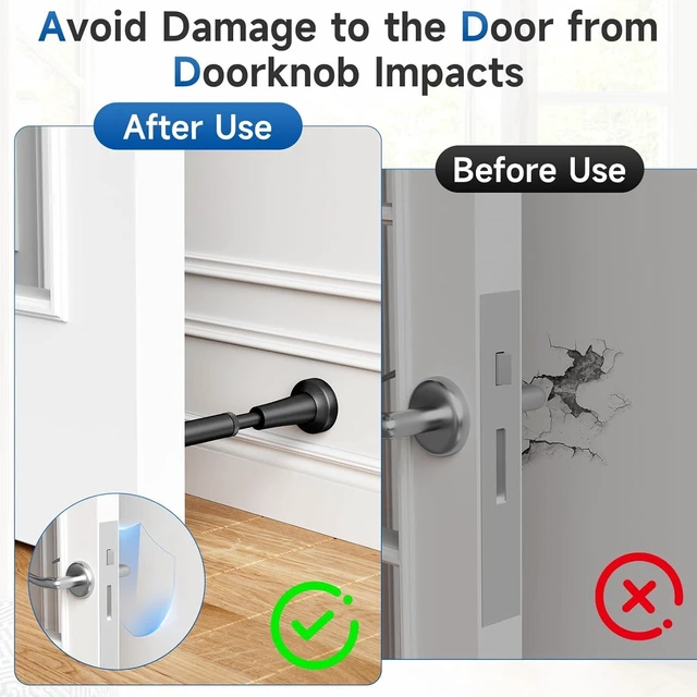 Alt view image 4 of 7 - 6 Pcs Adjustable Spring Door Stops, 4.17-5.35 in Long (Black)