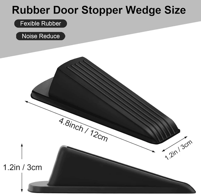 Alt view image 2 of 7 - 36 Pack Heavy Duty Rubber Door Stop Wedges for Bottom of Door Stackable Stops for Floor, Wall & Carpet (Black)