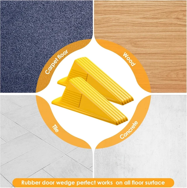 Alt view image 5 of 6 - 12 Pcs Jumbo Heavy Duty Rubber Door Stoppers (Yellow)