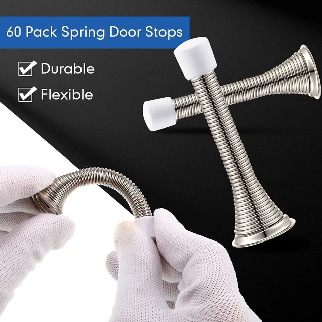 Alt view image 3 of 7 - 60 Pack Spring Door Stops with Rubber Bumper, 3.35 Inch (Silver)
