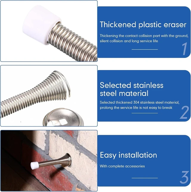 Alt view image 5 of 7 - 60 Pack Spring Door Stops with Rubber Bumper, 3.35 Inch (Silver)