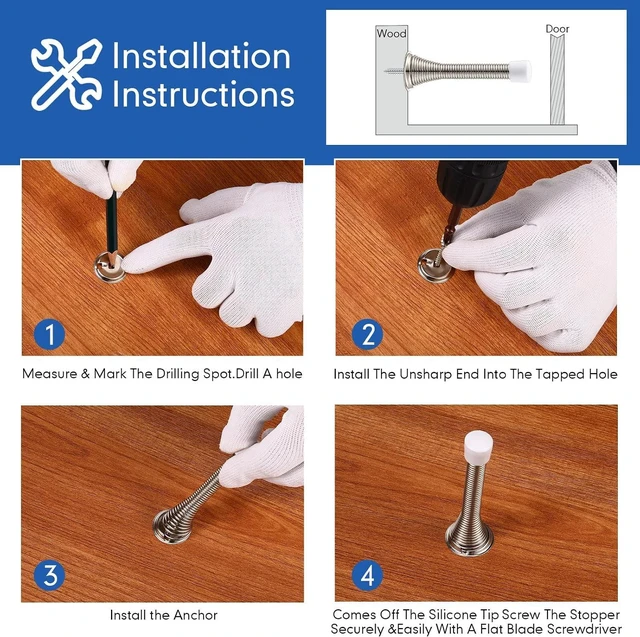 Alt view image 6 of 7 - 60 Pack Spring Door Stops with Rubber Bumper, 3.35 Inch (Silver)